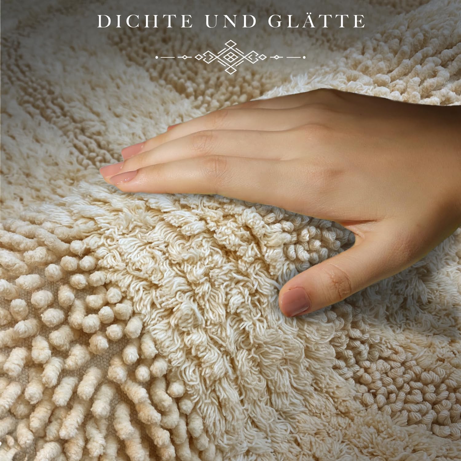 Oval Baumwoll-Badematte Set 2er Beige (60x100 cm + 50x60 cm)| Badezimmerteppich, Badteppich | Weiche Bad- und Duschvorleger | Für Bad, Dusche und Toilette, Maschinenwaschbar Badvorleger IMacoroni