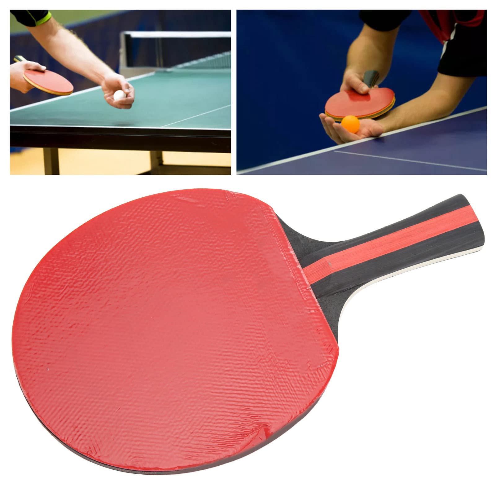 Table Tennis Bat, Table Tennis Paddle Ergonomic Handle Handshake Poplar Rubber (Red)