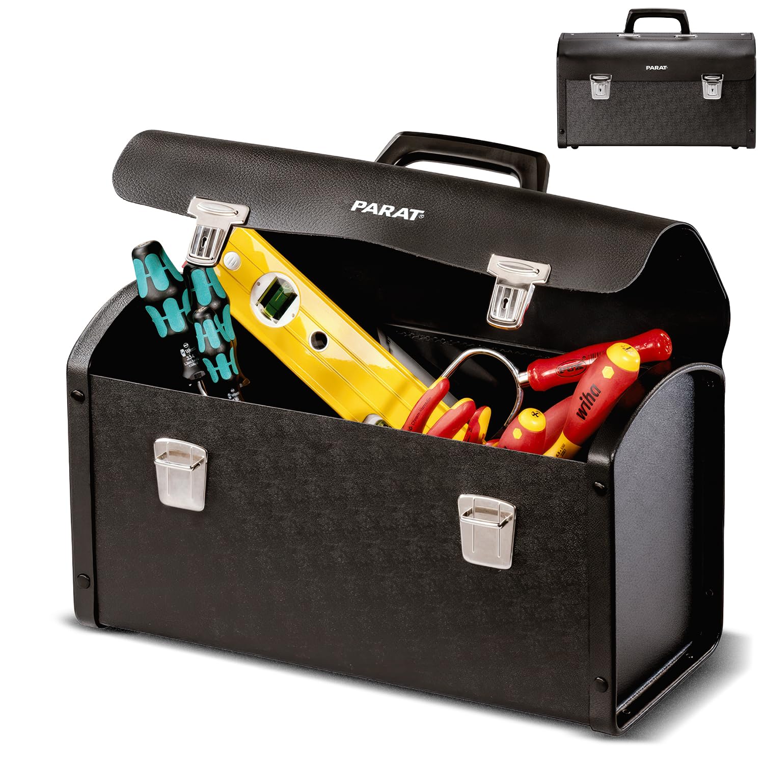 PARAT NEW CLASSIC Individual M leere Werkzeugtasche 15 L | Robuste Ledertasche mit ABS-Seiten & Steckschlössern | Kompakte Profi-Werkzeugtasche mit Tragegriff | Sicher & funktional im Einsatz