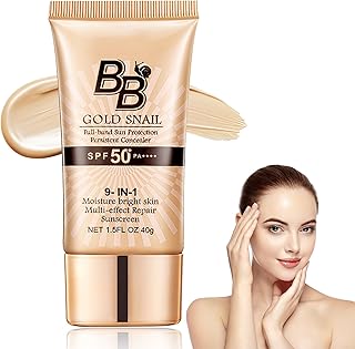 BB Cream Light丨BB Cream Tinted Moisturizer with SPF丨SPF50+ Gold Snail Sunscreen丨Tinted Moisturizer Face Women Hydrating Moisturizing丨BB Cream tinted sunscreen for All Skin Types Evens Skin Tone