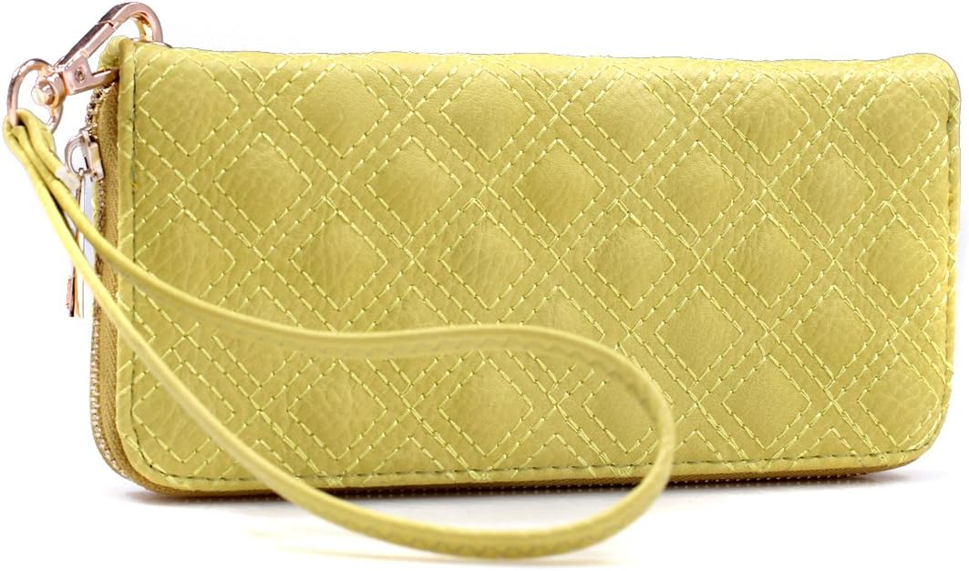 Quilted ZipAround Wallet With Detachable Wristlet Strap Lime Everything Else