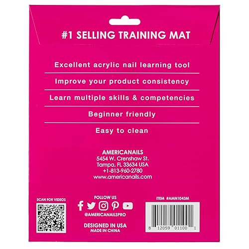 Miniatura 4 de Americanails Mini - Alfombra de acrílico de entrenamiento para uñas, hoja de silicona para principiantes, aplique uñas acrílicas con plantilla