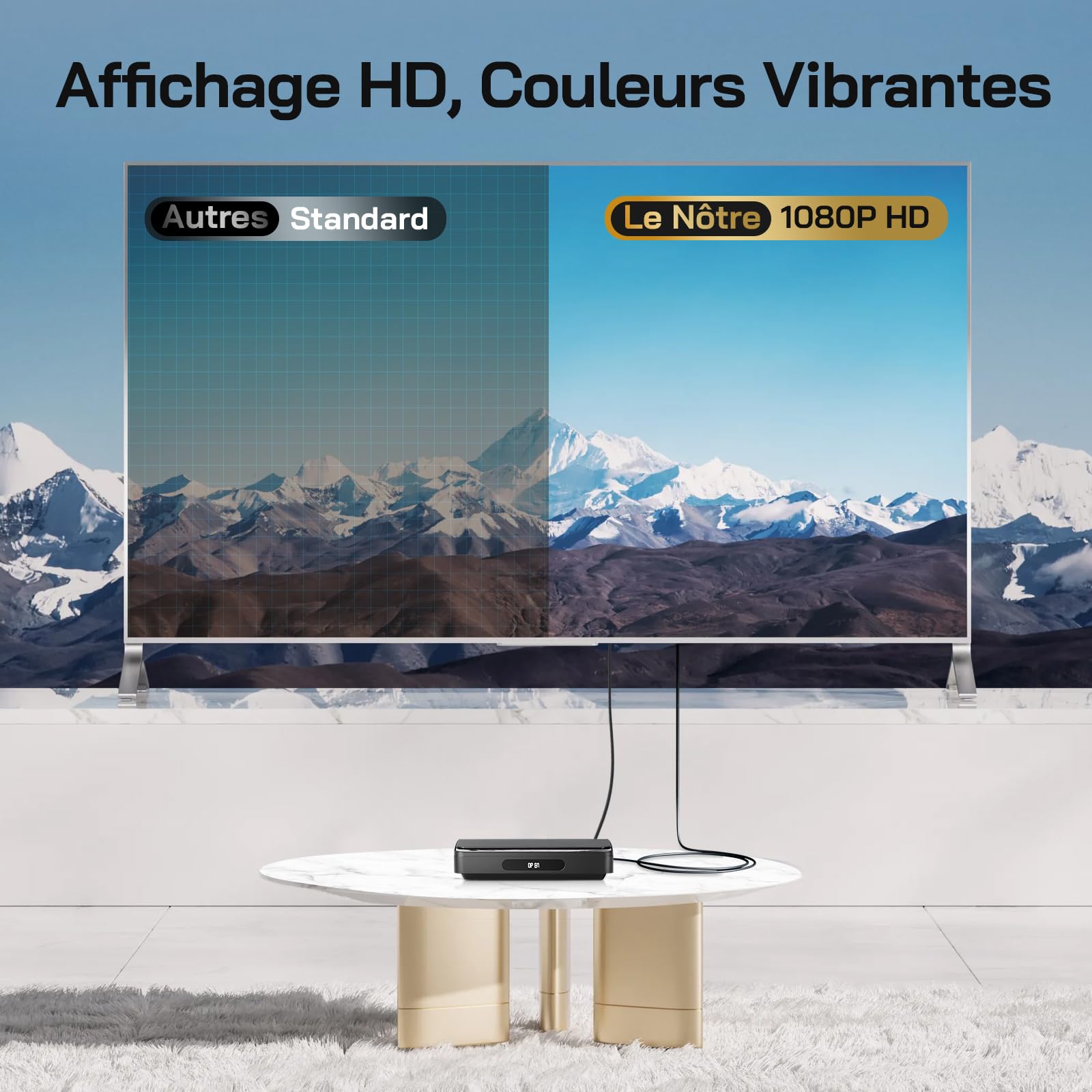 WOLFANG Lecteur DVD pour TV avec HDMI, Full HD 1080P sans Région, télécommande et Câble Type-C, Lecteur CD pour Chaîne Stéréo, Port USB 2.0 ((Pas de Blu-Ray/Disques Disney)