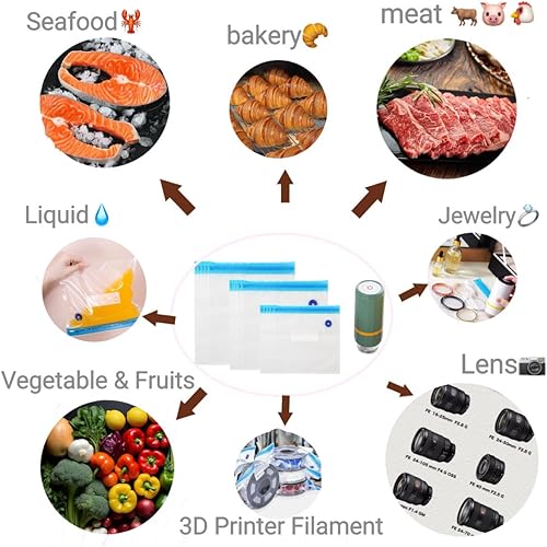 Miniatura 2 de Sous Vide - Bolsas reutilizables sin BPA con sellado al vacío para almacenamiento de alimentos, congelación, bolsa de almacenamiento al vacío para