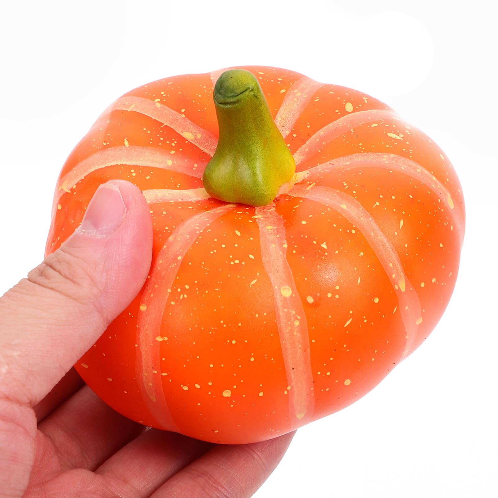 HOLIDYOYO Miniature Pumpkin 6pcs Mini Artificial Pumpkins Halloween Lifelike Fake Fruit Food Ornament for Dollhouse Kitchen Home Decor 9cm