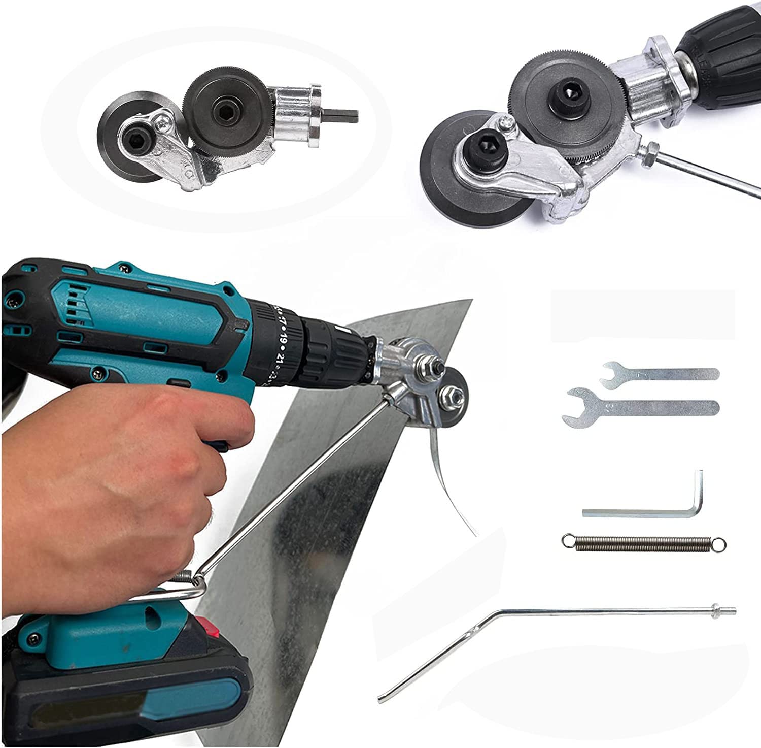 Ksvs White Electric Drill Plate Cutter, Electric Drill Shears, Electric Drill Plate Cutter Attachment For Cutting Metal Hard Materials Iron, Sheet, Steel,Copper, Aluminum