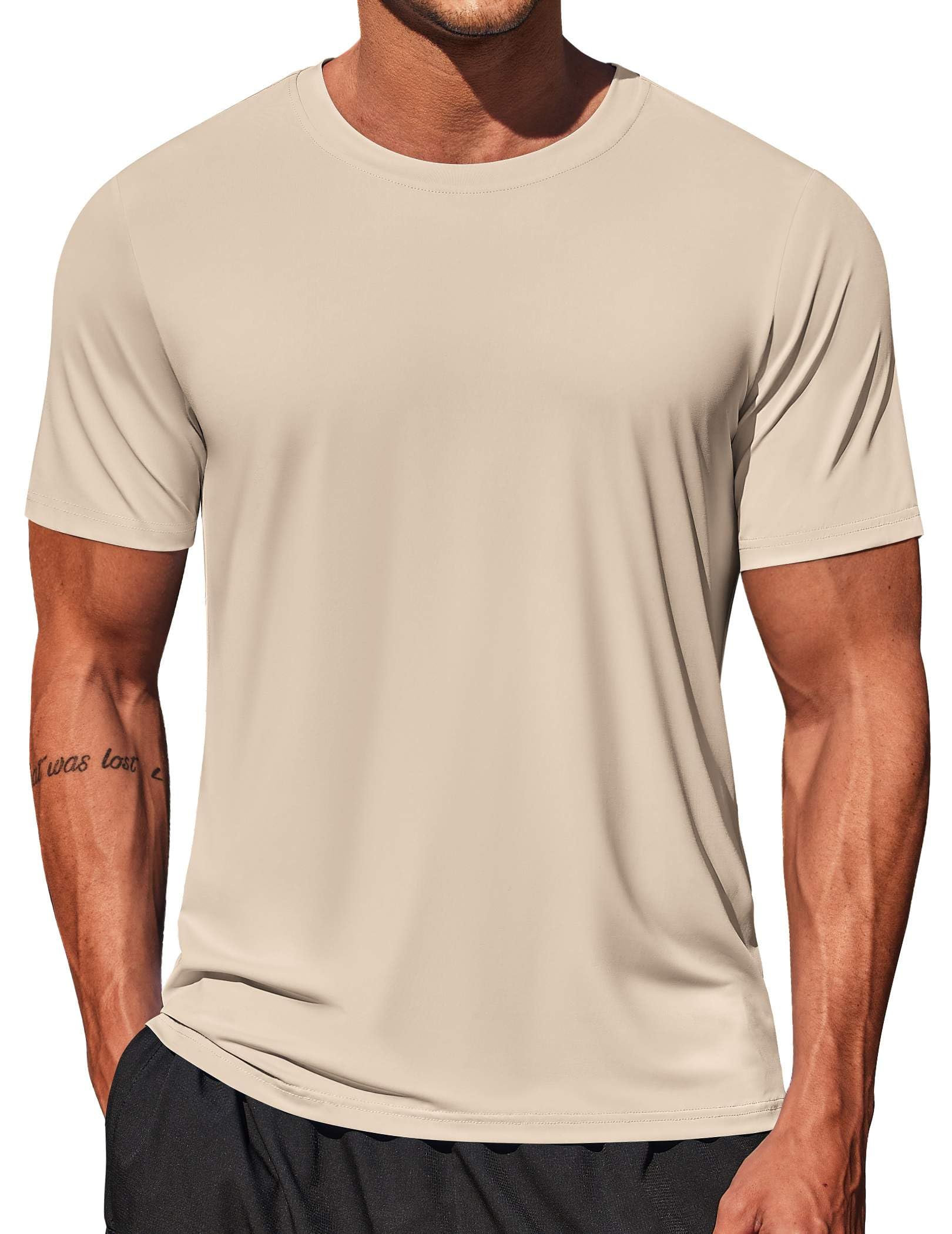 Men's Swim Shirt Short Sleeve UPF 50+ Sun Shirt Rash Guard T-Shirts Quick Dry Beach Shirts Breathable