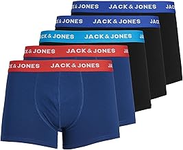 Jack & Jones Men's Boxer Shorts, Set of 5, White, Black, Blue and Grey, 95% Cotton, Sizes S, M, L, XL, XXL 12213221