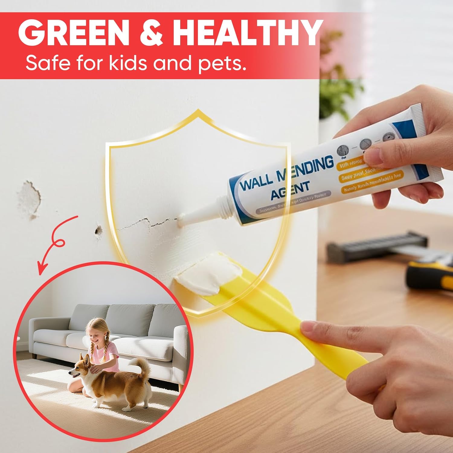 Drywall Patch Repair Kit,Professional Wall Damage Repair Kit - Seals Cracks, Holes and Small Imperfections on Drywall & Painted Surfaces, Strong Hold, Non-Shrink Formula, DIY Friendly (5 Sets)