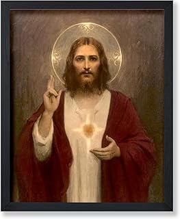 Poster Master Vintage Sacred Heart of Jesus Poster - Retro Jesus Christ Print - Christian Wall Art - Gift for Men & Women - Religious Decor for Living Room, Chapel or Church - 8x10 UNFRAMED Wall Art