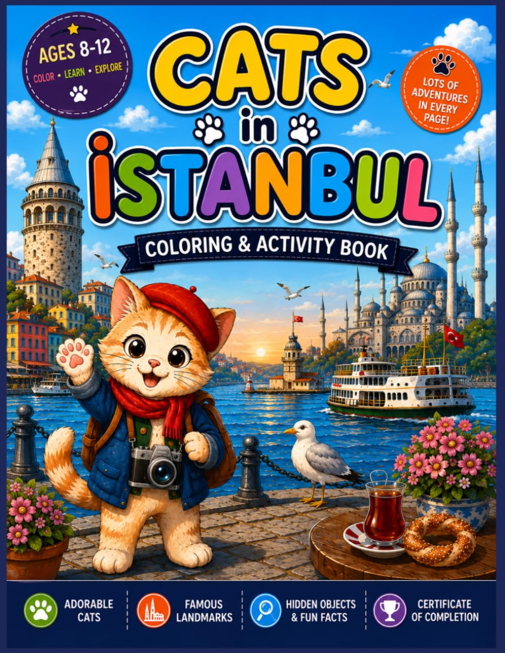 Cats in Istanbul: Coloring & Activity Book: Explore Famous Landmarks, Discover Hidden Objects, Learn Fun Facts, and Enjoy Creative Adventures with an Adorable Istanbul Cat