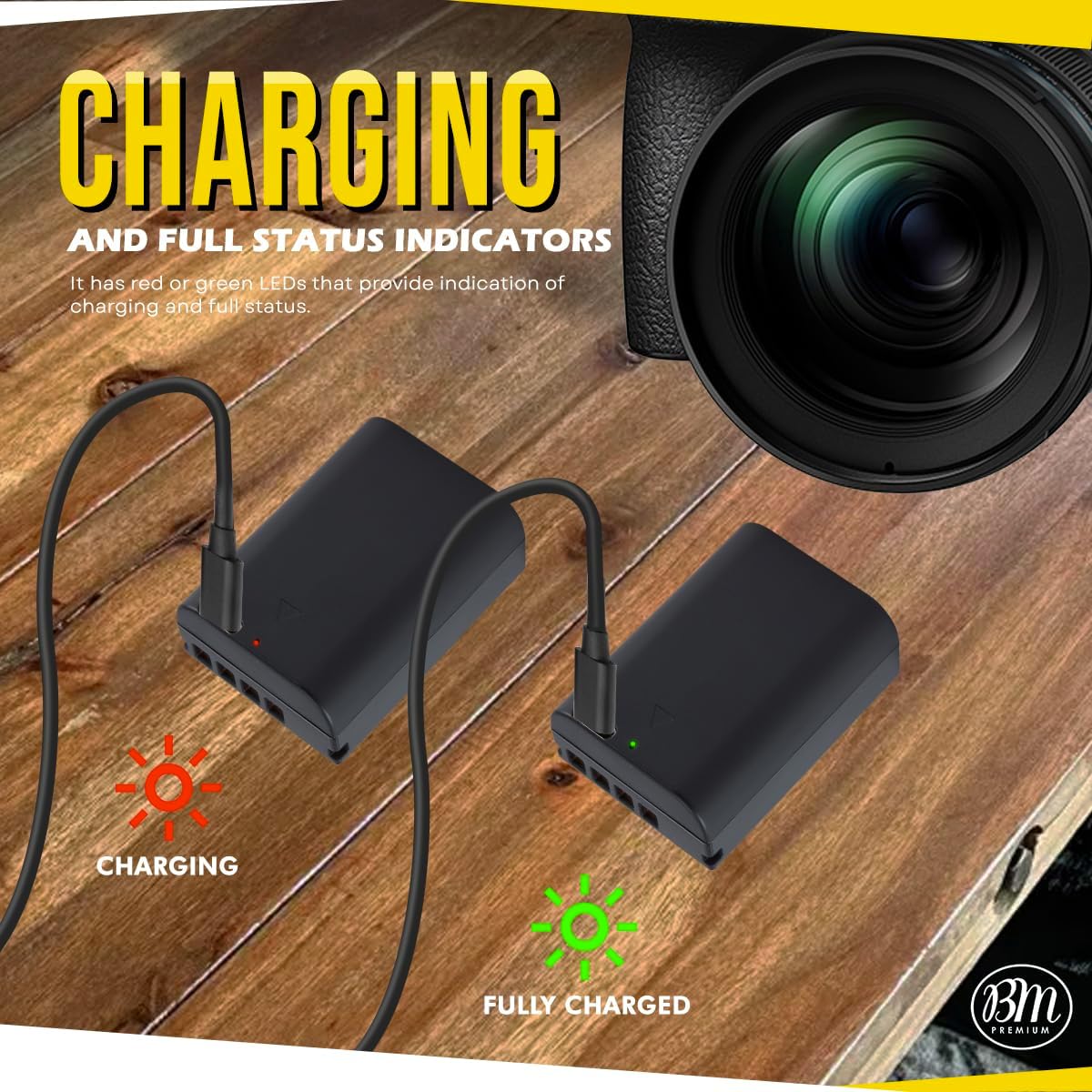 BM Premium BLX-1 High Capacity Battery with Built-in USB-C Charging Port for Olympus OM System OM-1, OM-1 Mark II, OM-3, HLD-10 Cameras