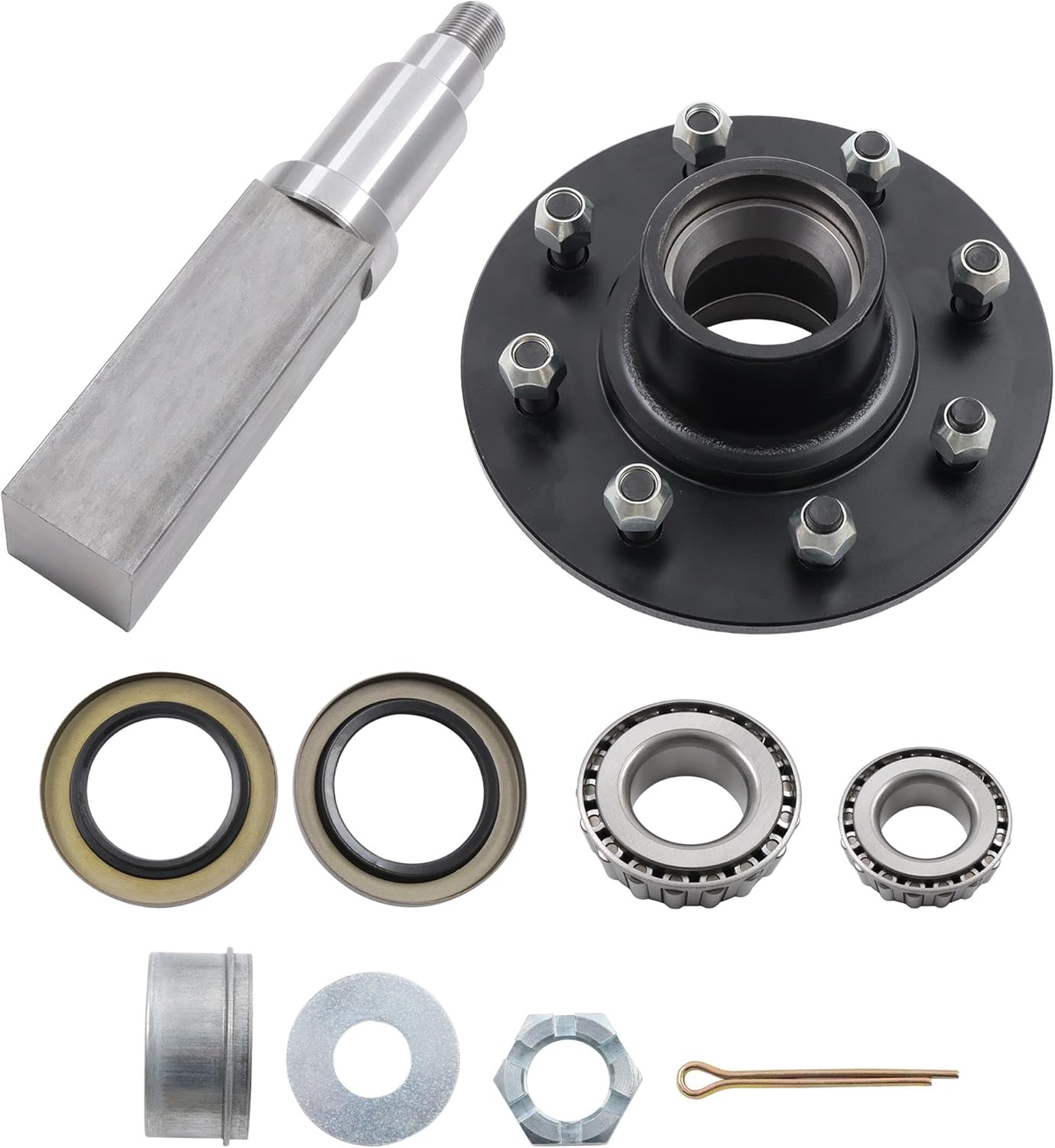 8 on 6.5 Inch Trailer Hub and #42 Square Spindle with 25580 14125A for 7000 lbs