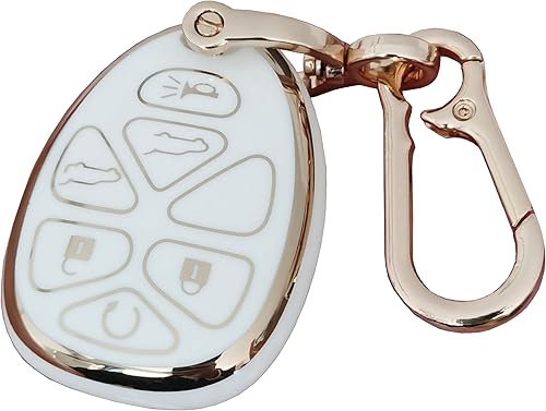 QIXIUBIA Funda para llavero de Chevrolet con control remoto sin llave y llavero compatible con Chevy Suburban Tahoe Traverse Buick Enclave Cadillac