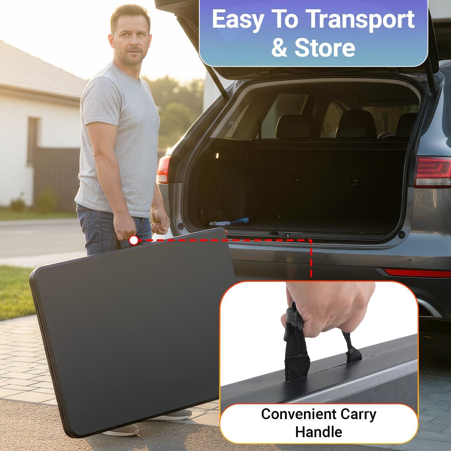 FDW 6FT Folding Table, Portable Fold-in-Half Plastic Picnic Party Table with Carrying Handle （Black, 6FT）