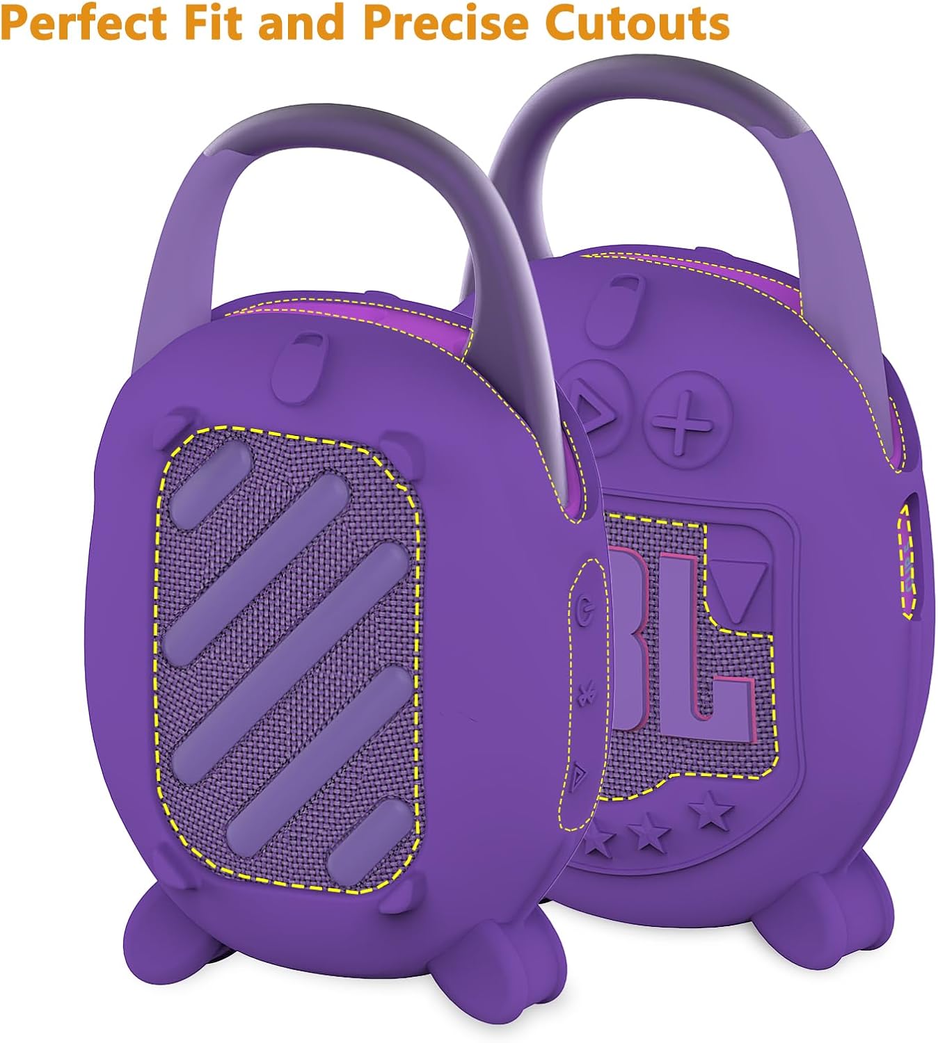 Protective Case for JBL Clip 5 Bluetooth Speaker, Hard Carrying Case and Silicone Cover for Clip 5 Speaker, Stand Up Holder and Carrier (Purple Case)
