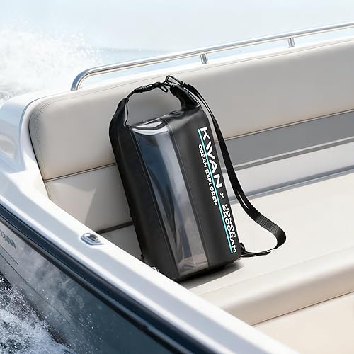 Miniatura 3 de KWAN Mochila impermeable de 10 L, bolsa seca con panel lateral transparente y bolsa enrollable que mantiene el equipo seco para kayak, rafting,