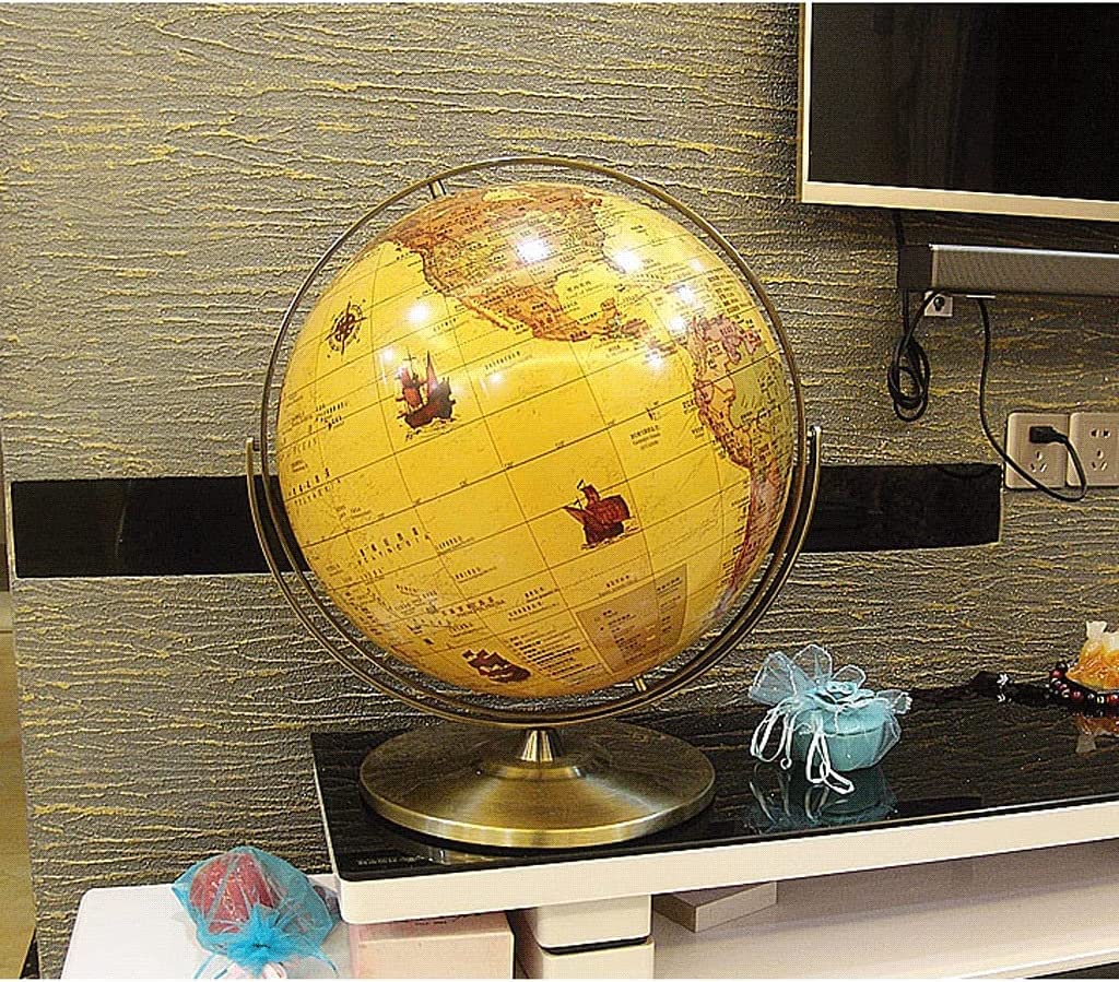 HRTC Globo El Más Nuevo Globo Terráqueo Educativo con Base De Metal para Niños Globos para Decoración De Oficina 50 Cm/19,6 Pulgadas De Diámetro Libro de Texto práctico