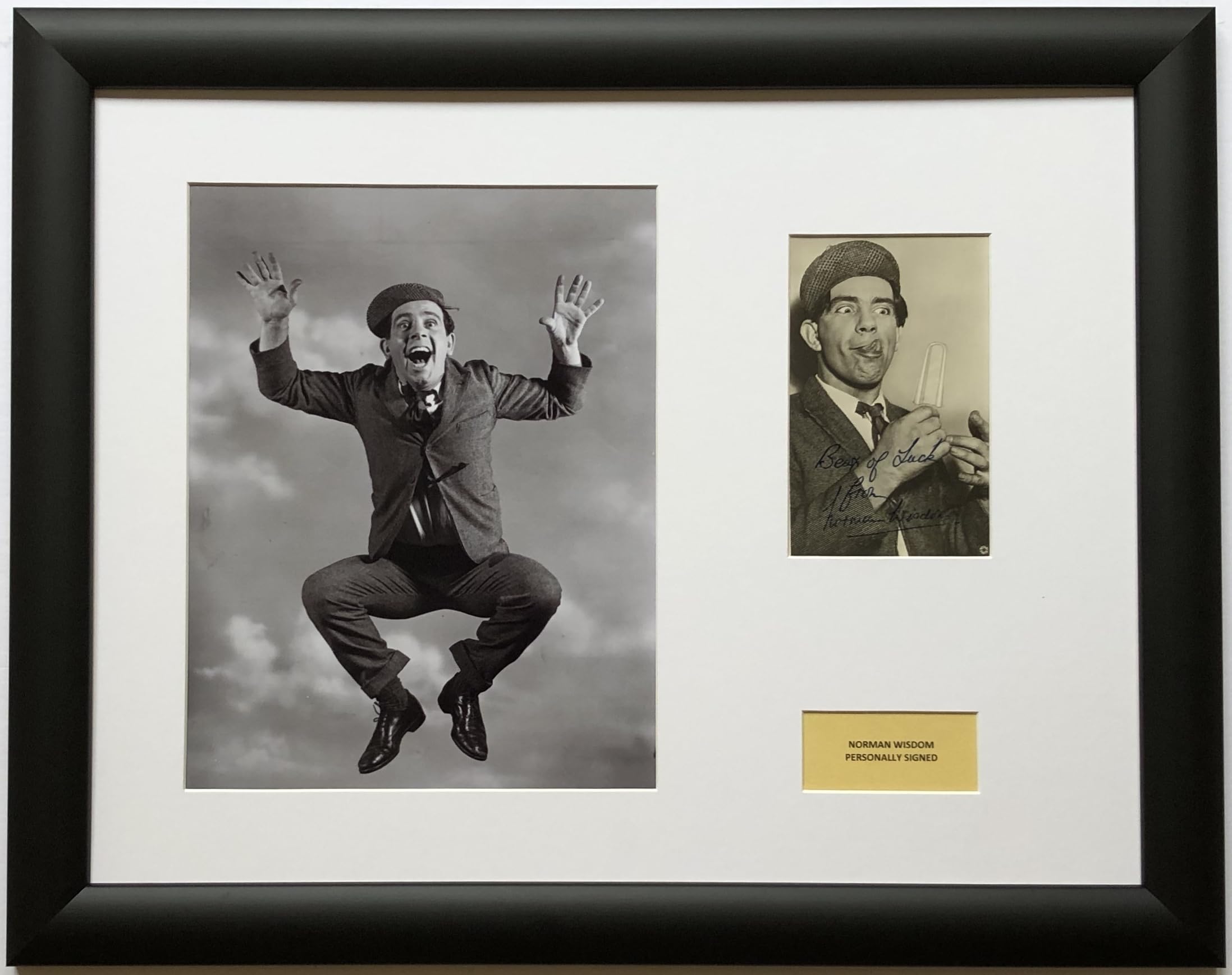 Norman Wisdom/Signed Card/Autograph/Framed/COA