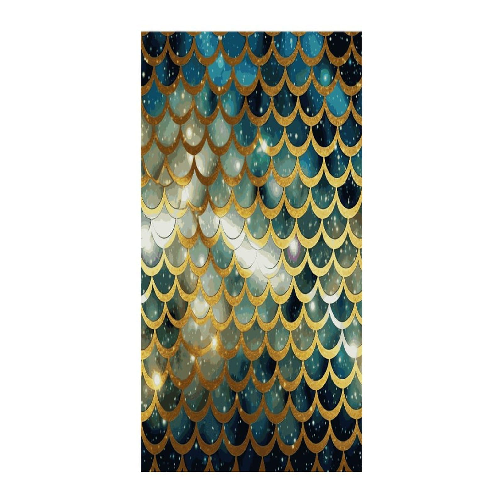 Fekiloot Style Golden Glittering Fish Scales Door Curtain Room Divider Curtains