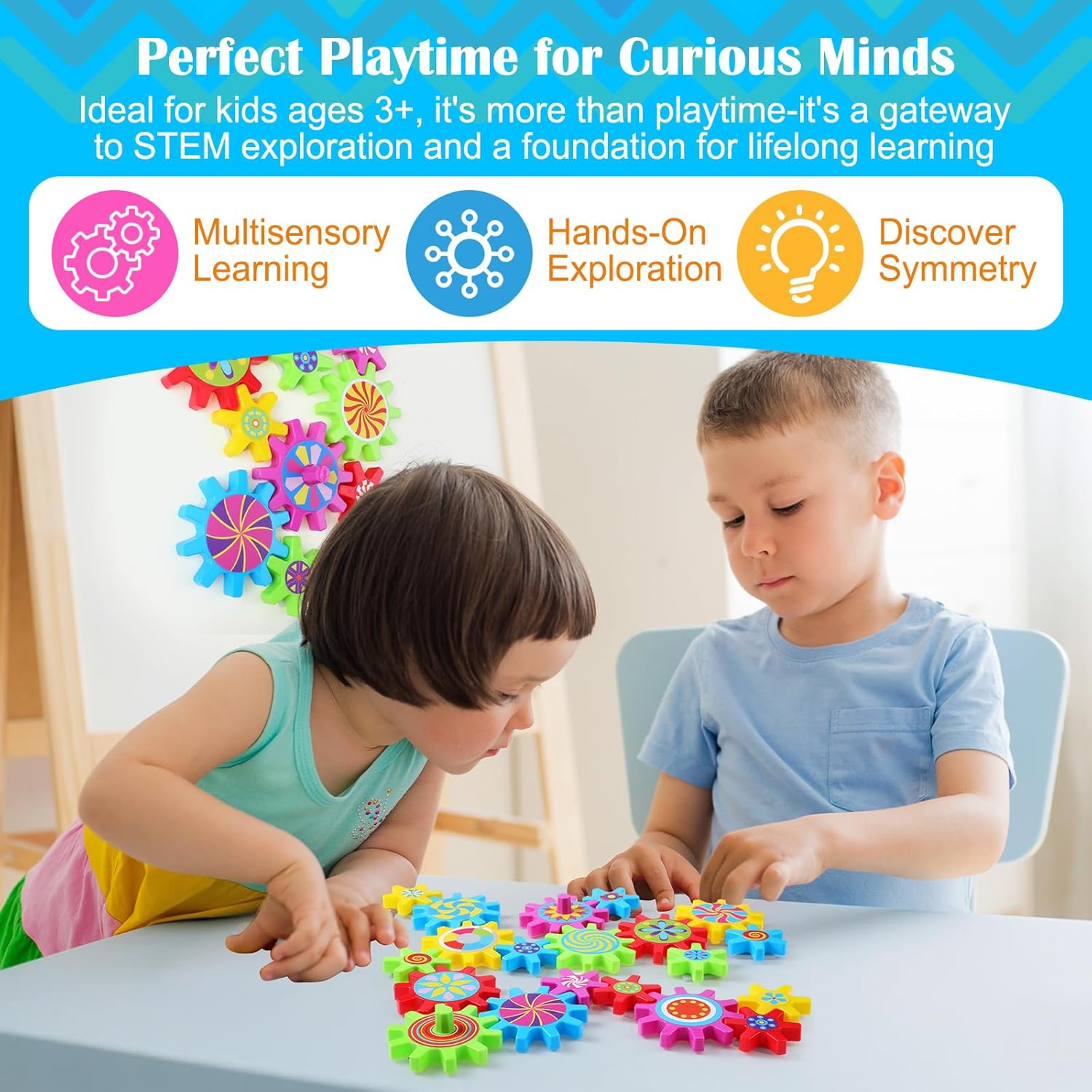 72 Pcs Magnetic Gears Interchangeable Learn Magnetic Spinning Gears for Magnetism Refrigerator or Whiteboard (Colorful Style)