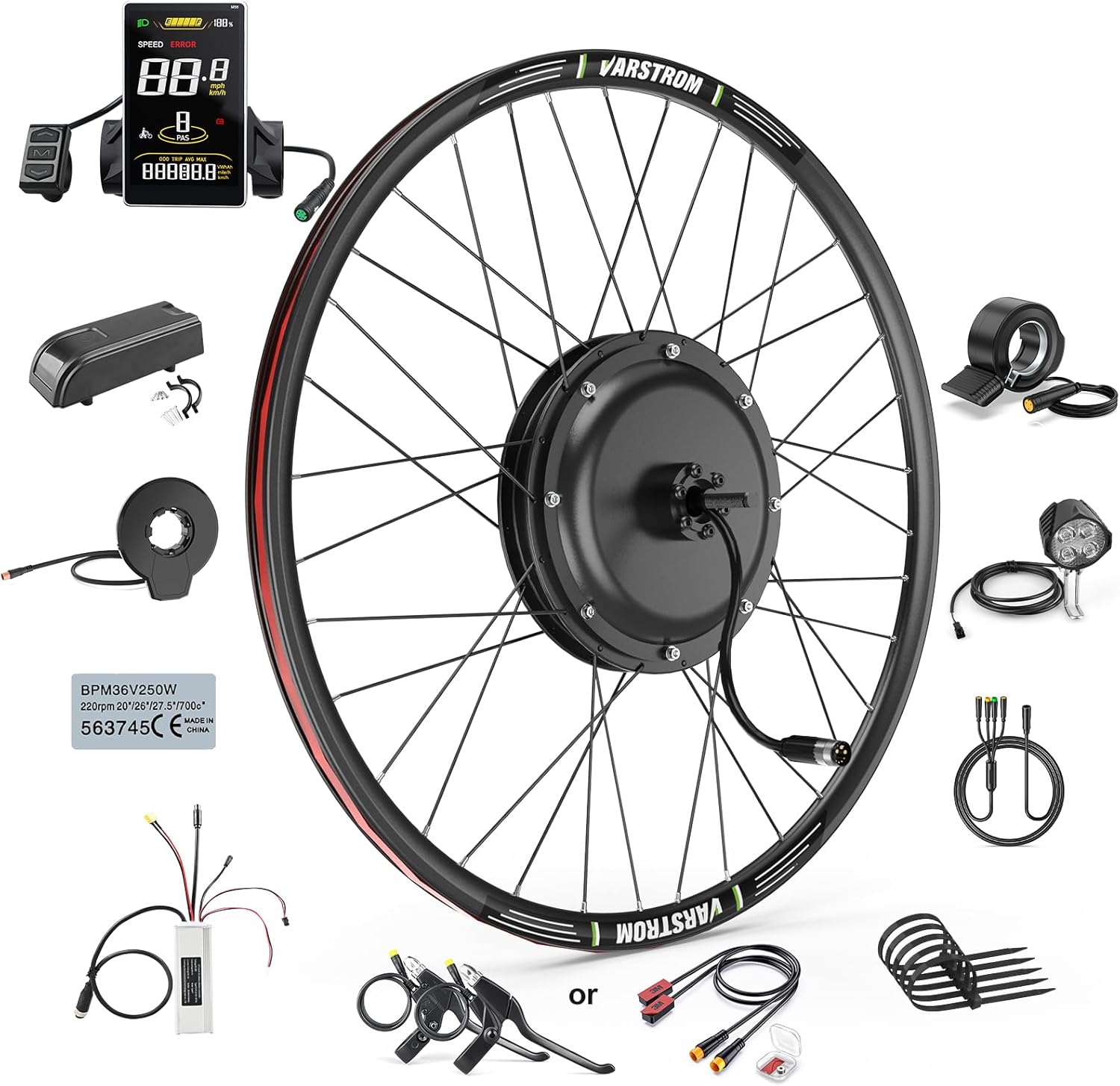 Electric Bike Conversion Kit :48V1000W26/700C Rear Wheel Hub Motor Electric Bike Kit,Brushless Bike Motor Kit with Digital Display&PAS System Controller for 135-142MM Rear Dropout Size Bike