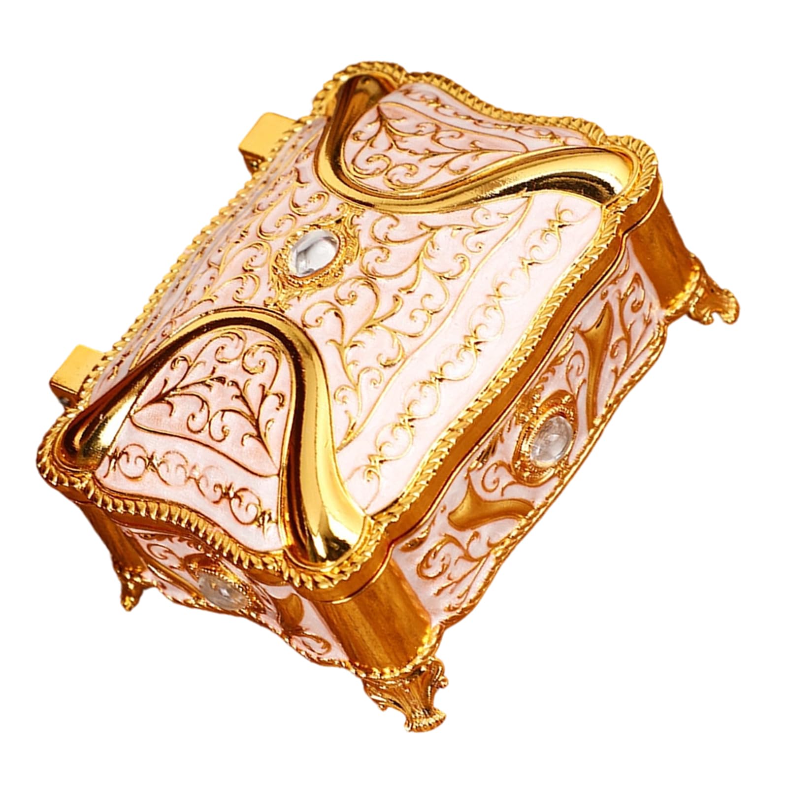 TQUXNGA Sturdy Alloy Jewelry Storage Box Featuring Enameled Floral Pattern Elegant Jewelry Display Case
