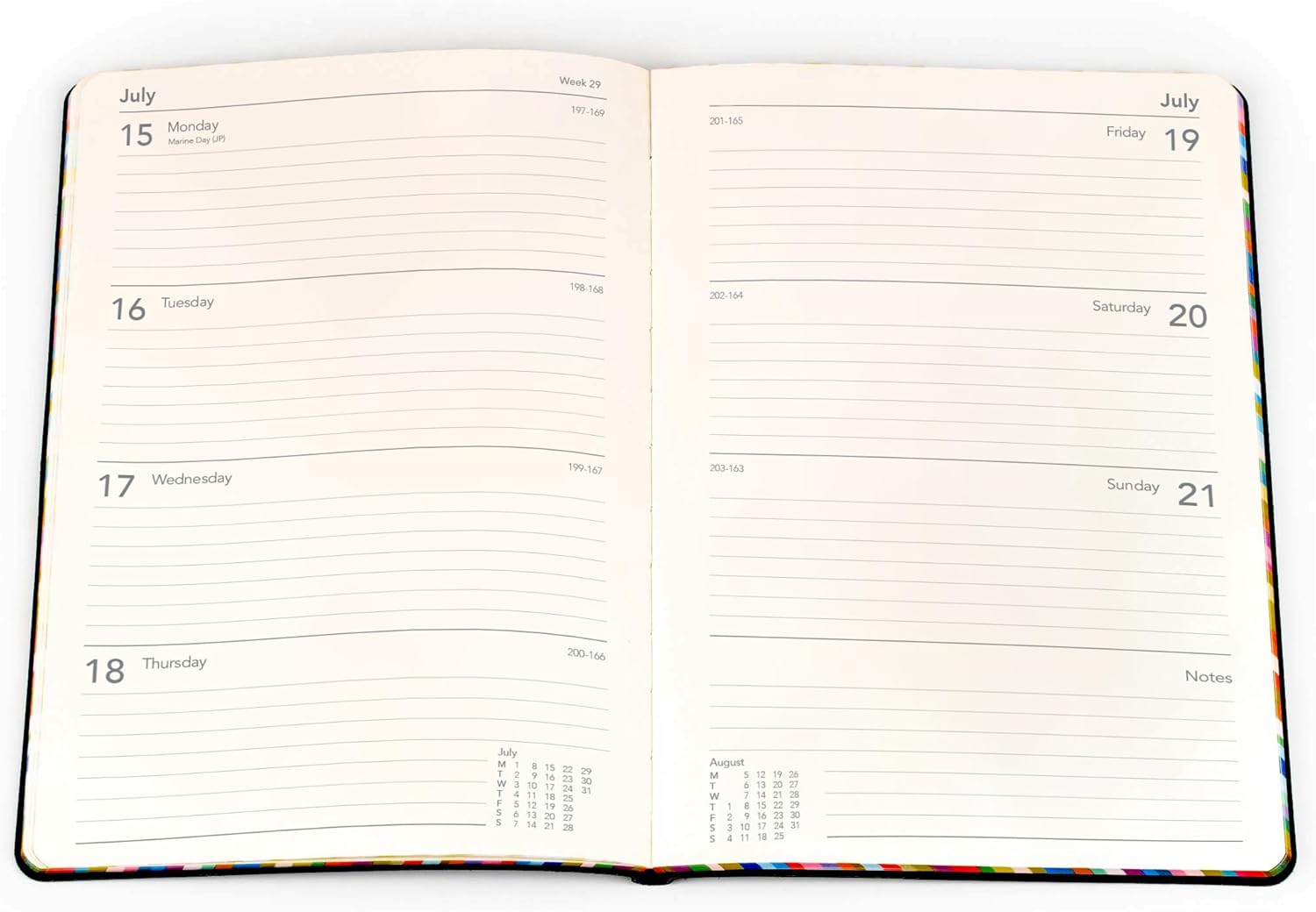 Collins Edge Rainbow 2025 Diary - A5 Week to View Planner - Red - (ED153.U15-25) - Weekly Planner with Soft Touch Covers and Coloured Page Edges