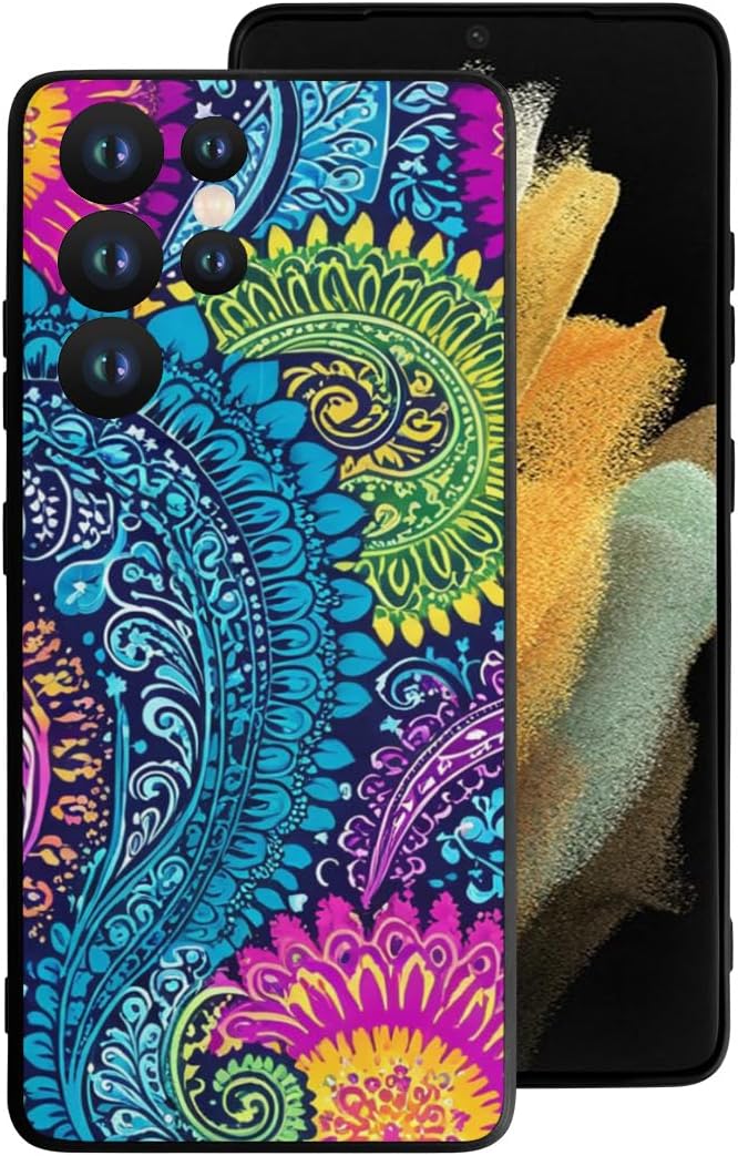 Art and Beyond Dual-Layer Tough Phone Case Cover for Samsung Galaxy S10 S20 S21 S22 S23 S24 | S FE Plus Ultra | Aesthetic Colorful Tie Dye Paisley Pattern Print Floral Paisly Design