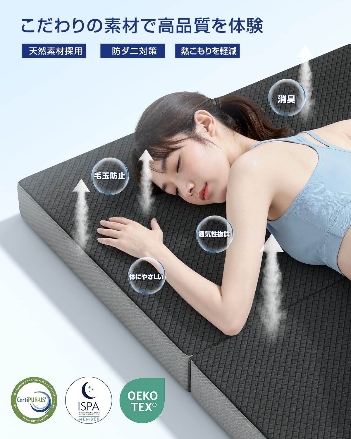 【高反発 硬め190N 密度36D】折りたたみマットレス厚さ10cm ダブル Amazon｜マットレス ダブル 【高反発 硬め190N 厚さ10cm】折りたたみ