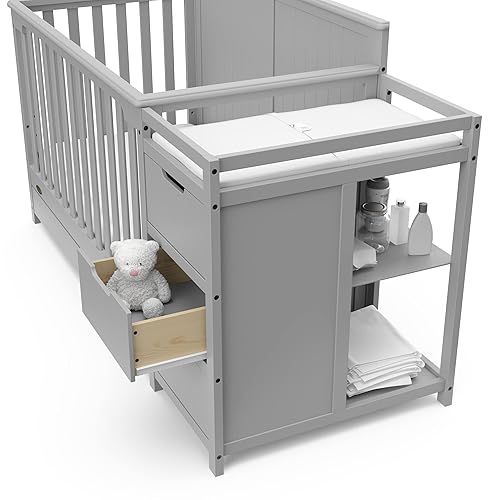 Miniatura 17 de Graco Hadley 5-in-1 Convertible Crib & Changer (Pebble Gray) – GREENGUARD Gold Certified, Fits Standard Crib Mattress, Converts to Toddler Bed and