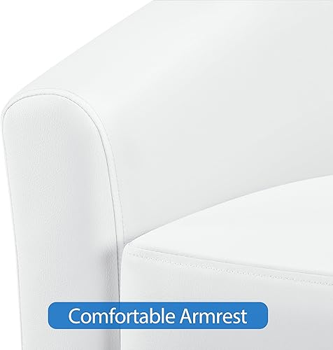 Miniatura 80 de Topeakmart Silla de club de piel sintética, moderna silla decorativa y acogedor sillón de barril con patas resistentes para sala de estar, Negro