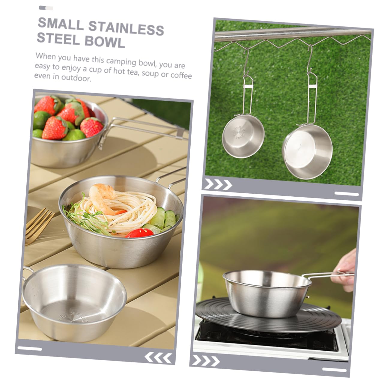 TOYANDONA 3 Sätze Klappschüssel Aus Edelstahl Für Camping Stapelbar Faltbar Kompakt Tragbar Wandern Outdoor Zusammenklappbar Rührschüsseln Aus Metall Metallschüssel 3 Stücke * 3