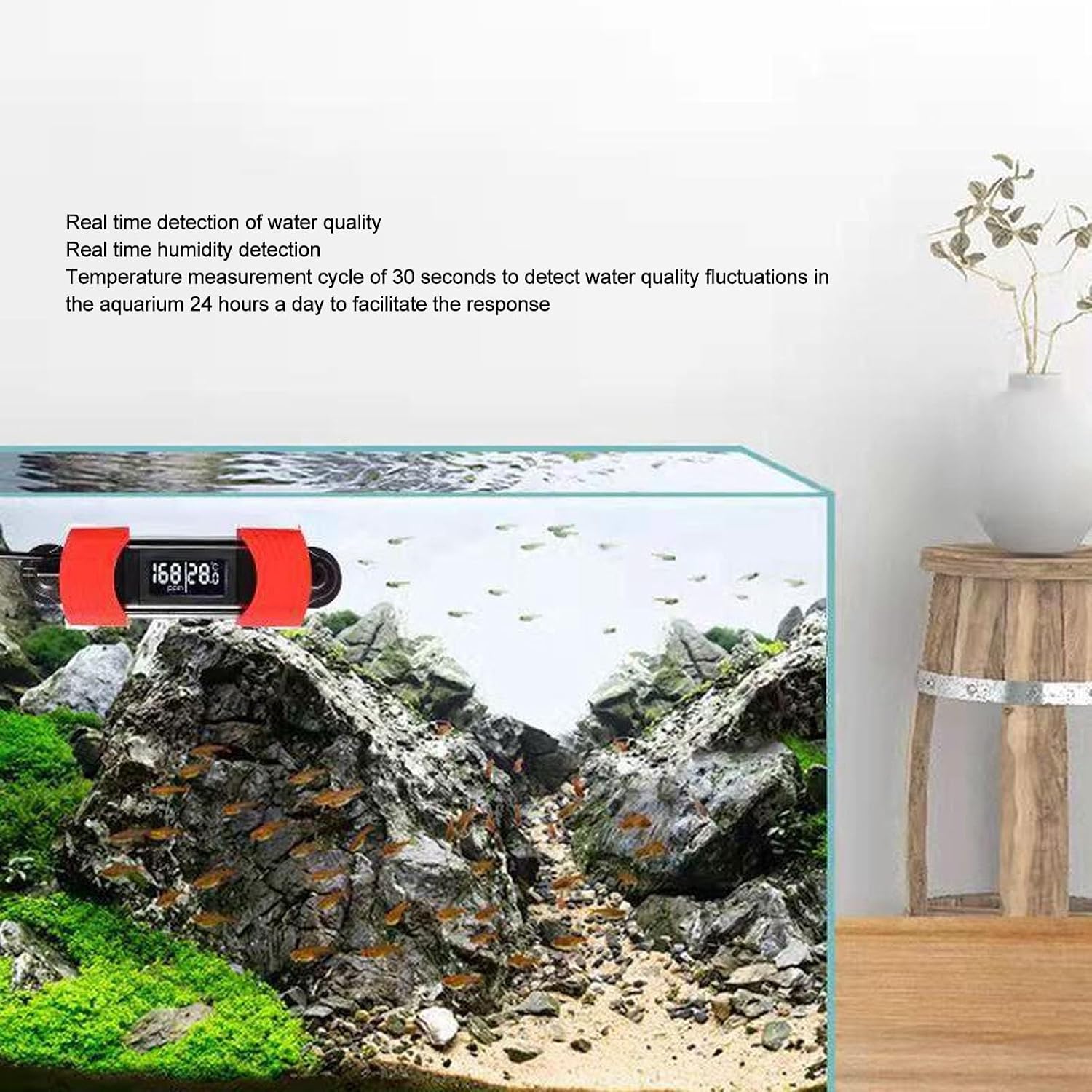 Zerodis Fish Tank Thermometer Fish Tank Thermometer with TDS Water Quality Detection Digital Temperature Test with Large LCD Display for Freshwater and Saltwater Aquarium
