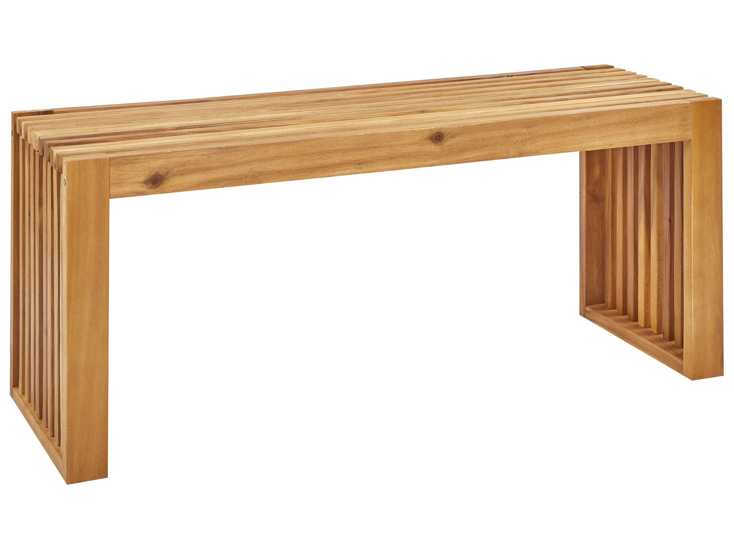 Banc de Salle à Manger 2 Places Intérieur Extérieur 105 cm en Bois d'Acacia Clair Bellano