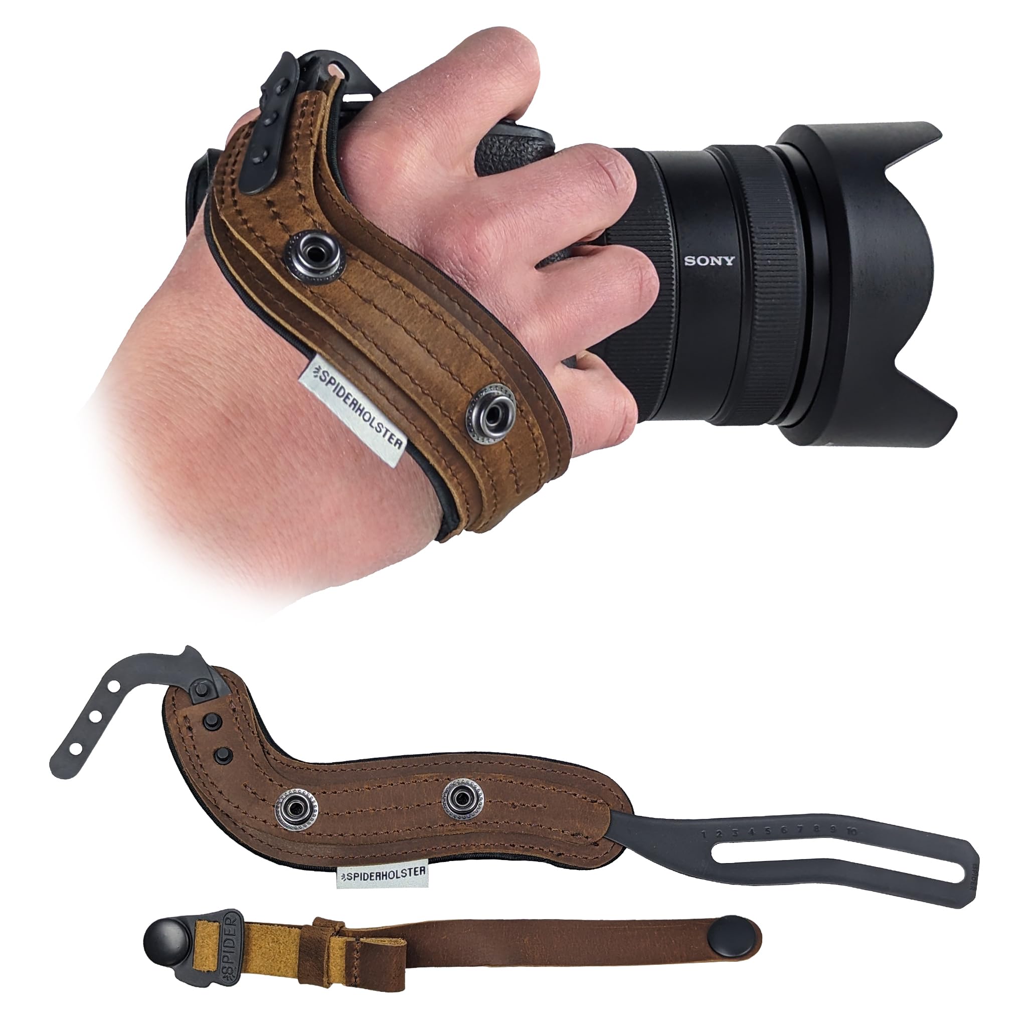 SPIDER HOLSTER – SpiderPro Camera Hand Strap v2 with Snap Assembly and Optional Wrist Strap – DSLR and Mirrorless Compatible