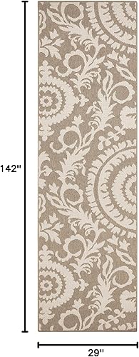 Vista 78 de Alysia - Alfombra de interior y exterior beige y crema, 3 pies 6 pulgadas x 5 pies 6 pulgadas