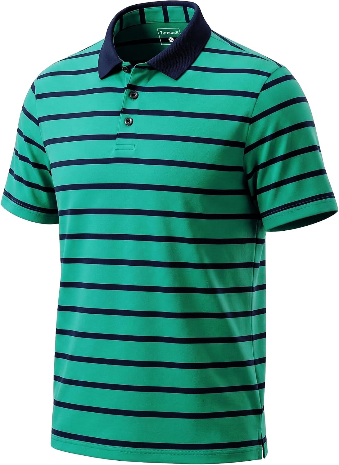 Cotton Striped Polo Shirts for Men, Soft Breathable Stretch Polo for Golf,Tennis, Casual Short Sleeve Collared Tops