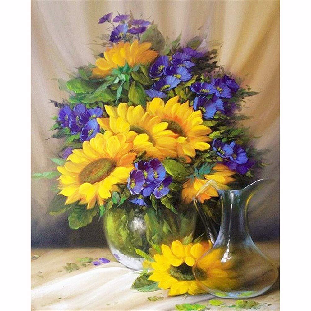 Kit Diamant Peinture Complète Tournesols 80x100cm avec Strass Broderie Point de Croix