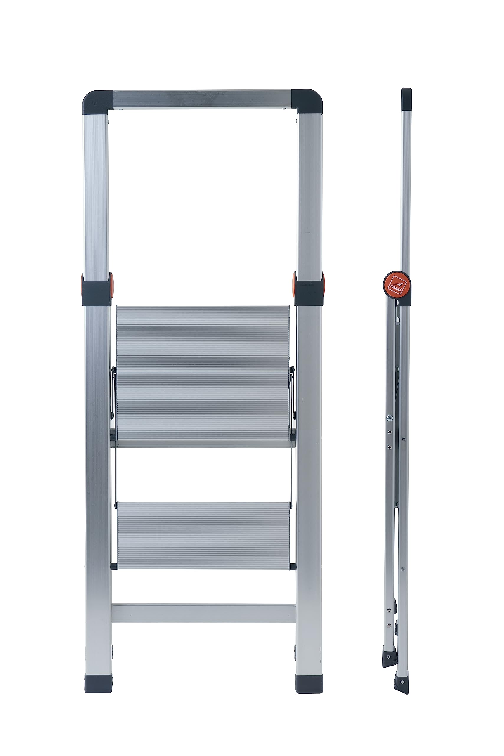 GIERRE Sgabello con parapetto alto in alluminio SLIMSTEP 2 gradini