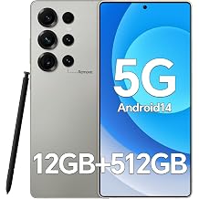 GA25 Unlocked Cell Phones, Android 14 Smartphone with Built-in Stylus, 5000mAh Battery, 12GB+512GB, Expandable to 1TB, 6.9" QHD+ OLED Display, 5G, Dual SIM, GPS & WiFi