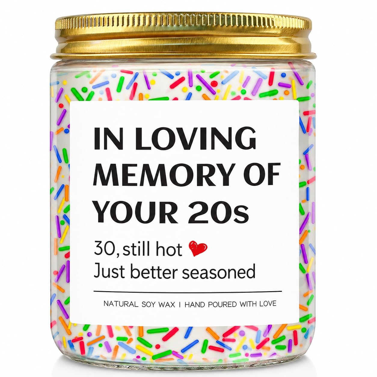30th Birthday Gifts for Women, 30th Birthday Candle Decorations Gifts for Women Men, Handmade Lavender Soy Wax Candle with Sprinkles, 7 oz — image 1