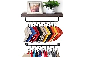 Hat Rack for Wall with Shelf for 24 Baseball Caps
