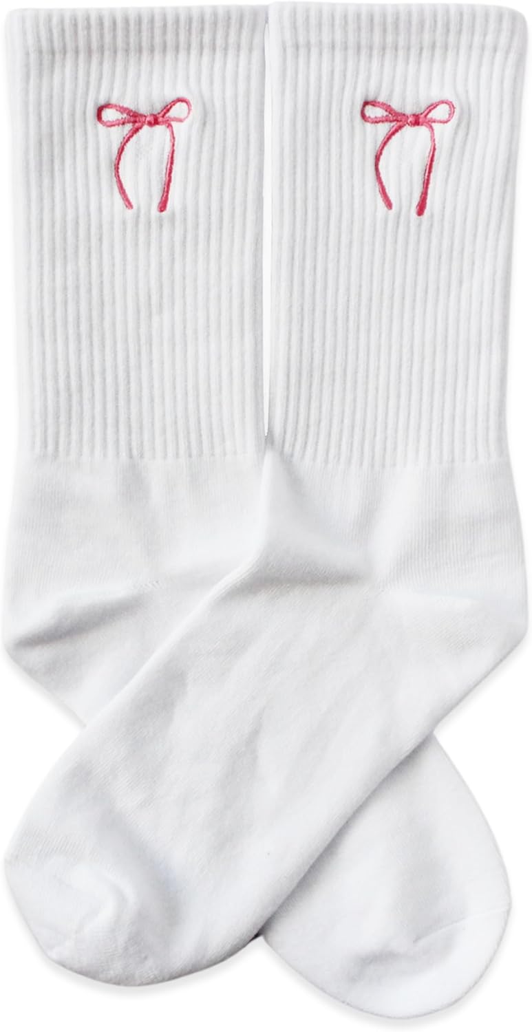 Minimal Embroidered Crew Socks for Women, Simple Icon Design, Everyday Casual Socks - Image 5