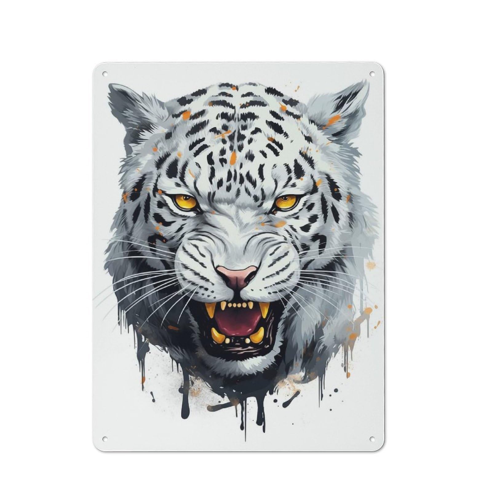 Watercolor Leopard Metal Wall Sign 40x30cm, Rustic Classic Pub Decor for Cafe, Pub, Workshop Or Home Bar