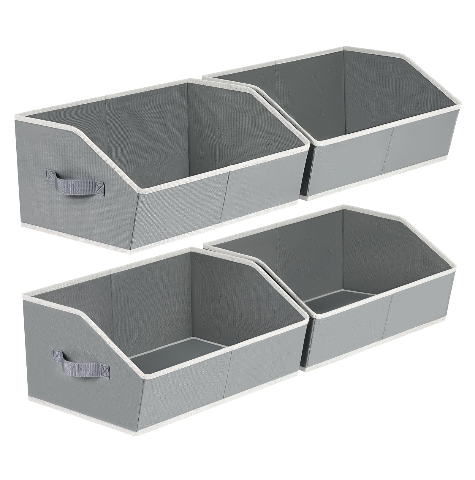 Homsorout Trapezoid Storage Baskets for Shelves - Large Fabric Baskets for Organizing, Foldable Storage Bin with Handles, Cube Storage Organizer Bins for Clothes, Blankets, 4 Pack, Grey