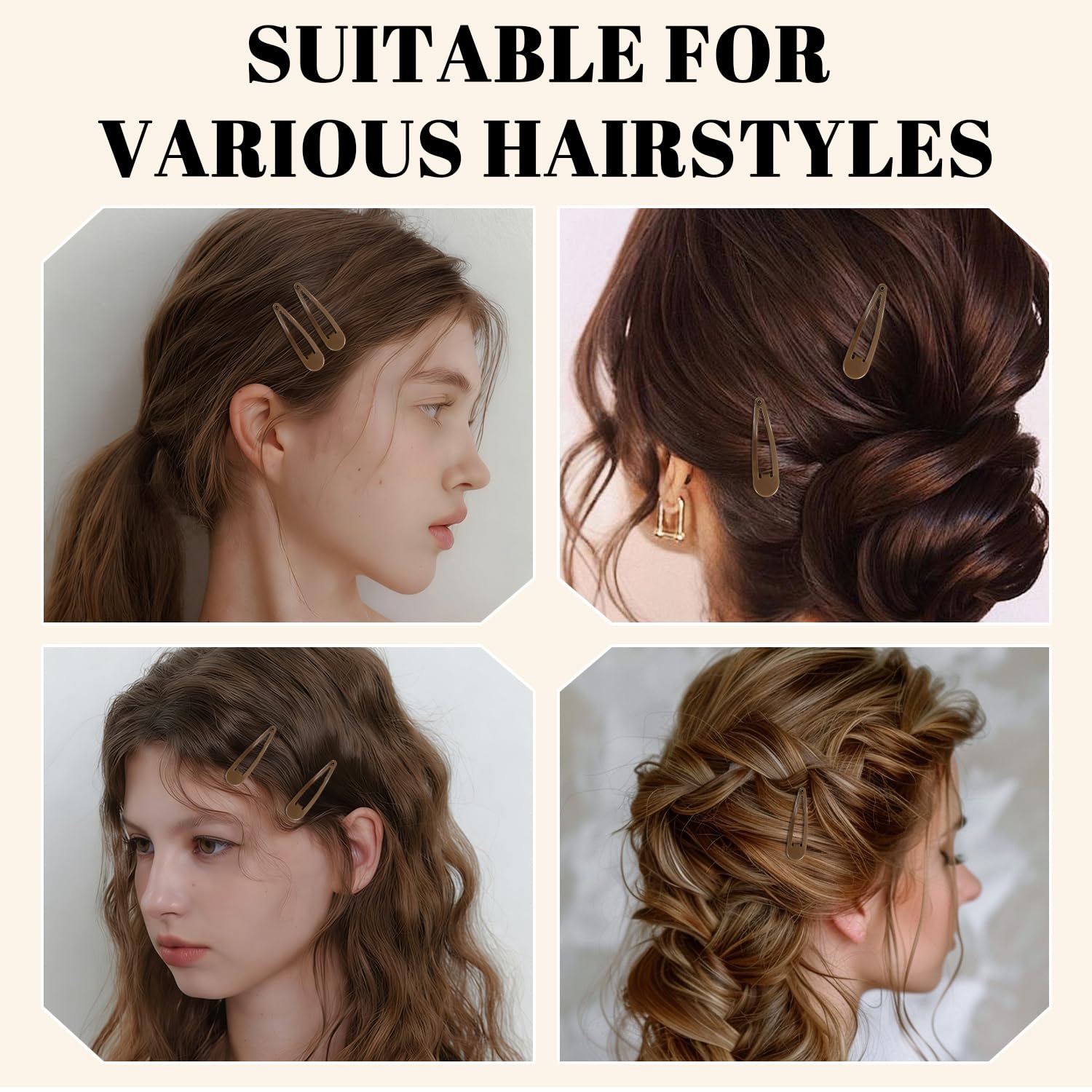 Horquillas de Pelo Metal 5 cm Pinzas para Niñas Mujeres Marrón Oscuro 50 Uds