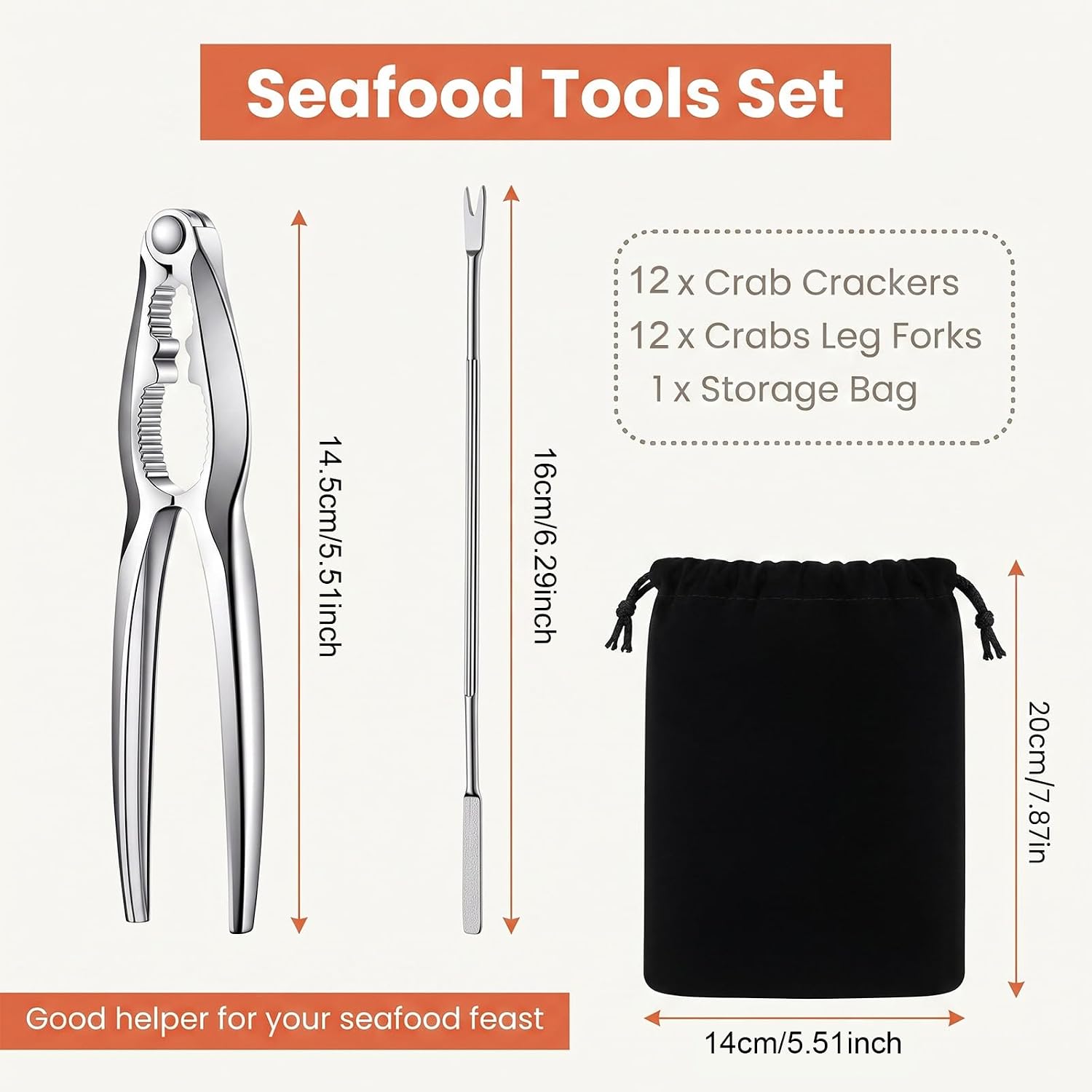 24 Pcs Crab Crackers And Tools Set, 12 Crab Leg Cracker Tool With 12 Stainless Steel Forks, Heavy Duty Seafood Nut Crackers For Lobster, Shrimp, Seafood Boil Party Supplies, Dishwasher Safe