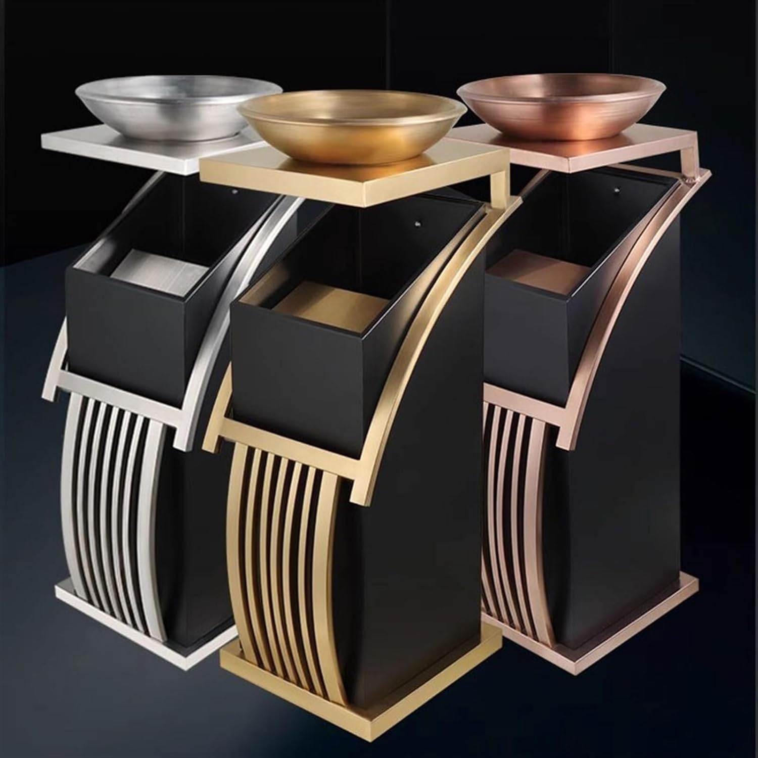 Outdoor Stainless Steel Trash Can with Ashtray | Vertical Design for Hotels, Patios & Corridors