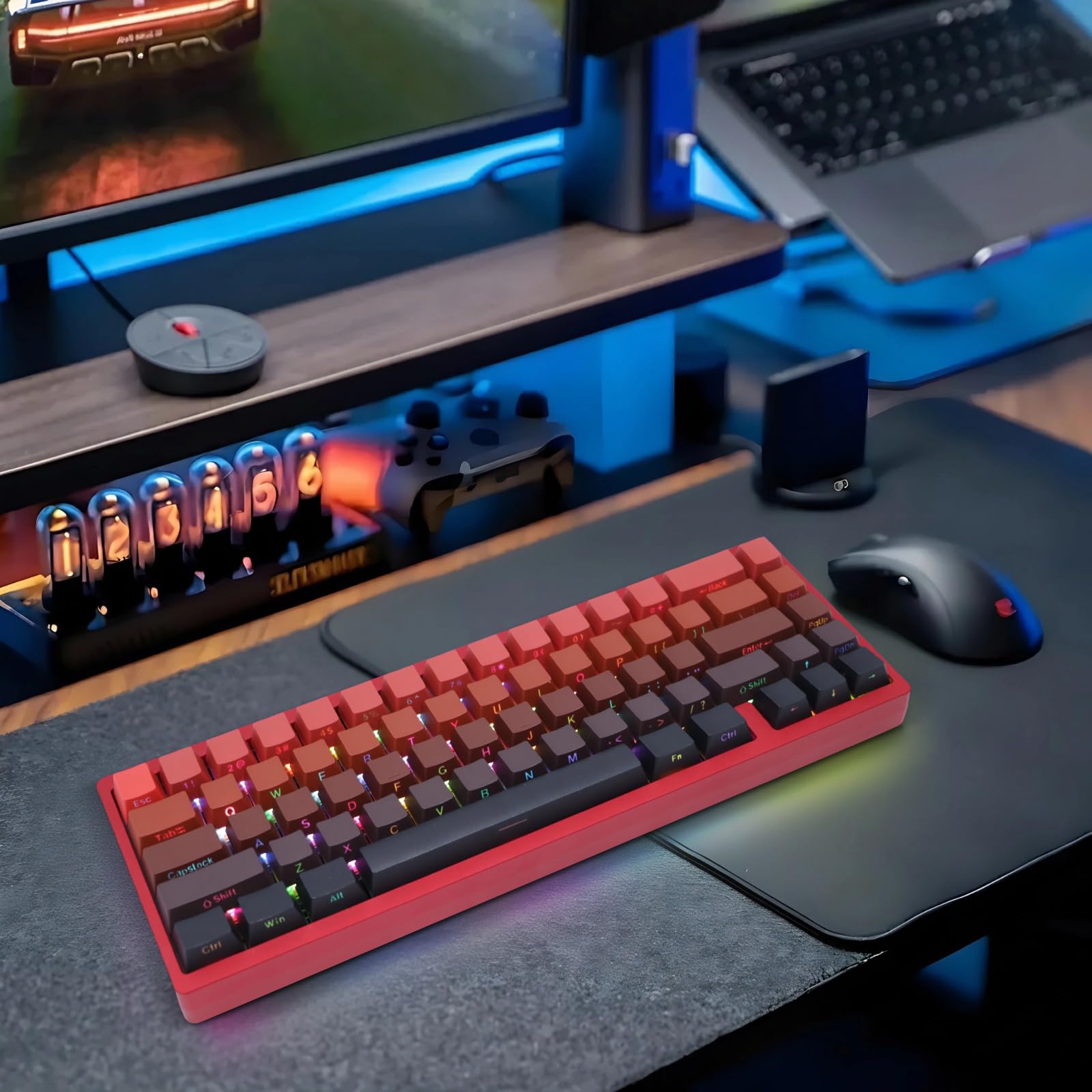 Tastiera da gioco a 67 tasti, 3 modalità, in alluminio, con guarnizione CNC, retroilluminazione RGB, tastiera meccanica personalizzata wireless/cablata per Mac, Windows Linux, keycap PBT double-shot